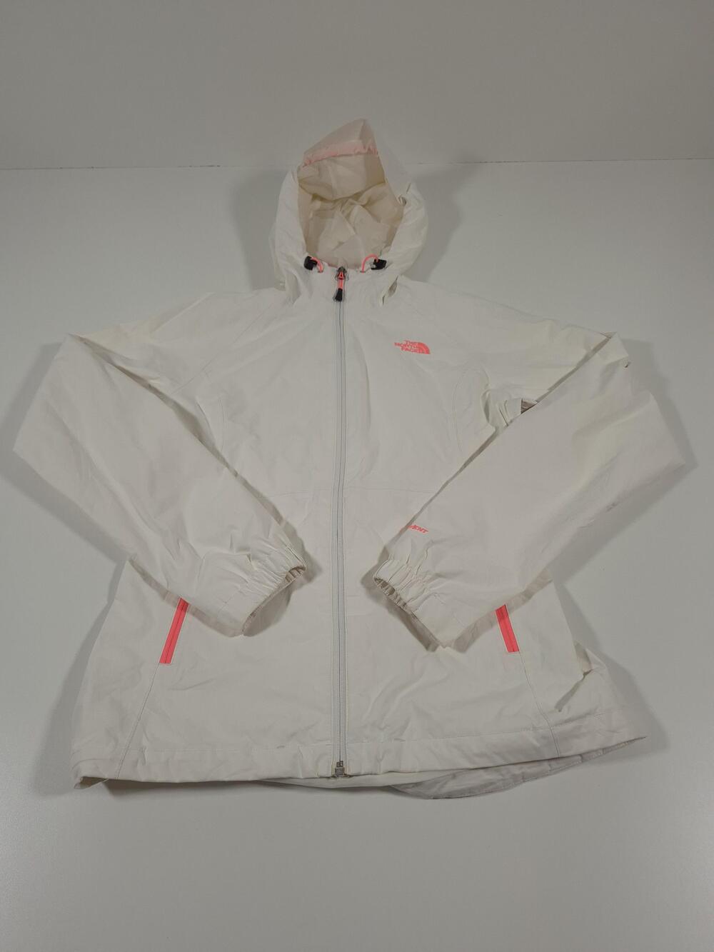 The North Face Jacket Womens Small White HyVent Hooded Waterproof Zip Rain Coat
